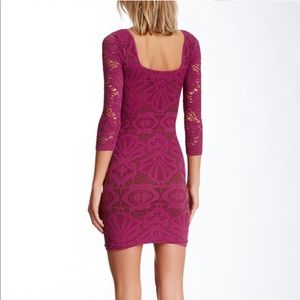 Free People Lace Medallion 3/4 Sleeve Bodycon XS/S